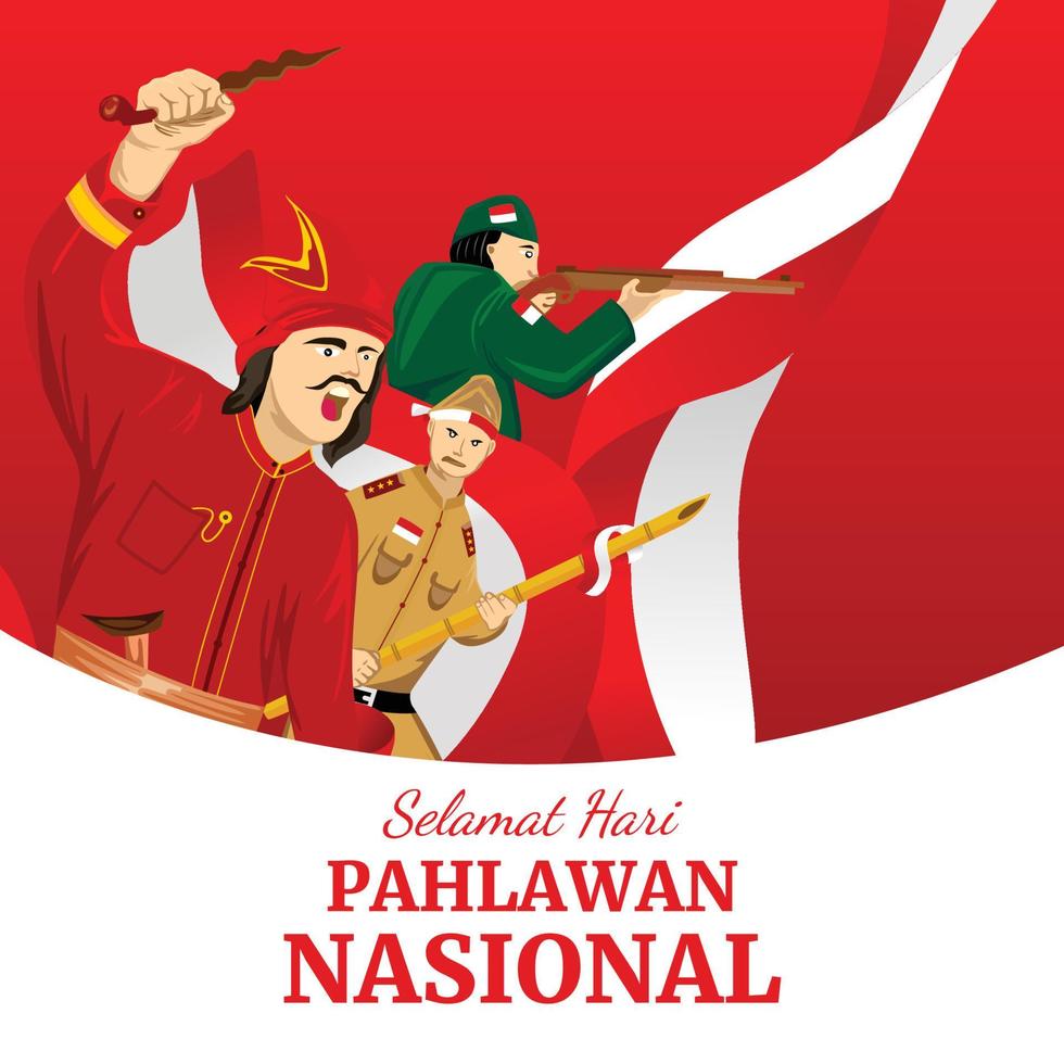 illustratie van sociaal media advertentie grootte sjabloon voor Indonesisch heroes dag Aankondiging vector