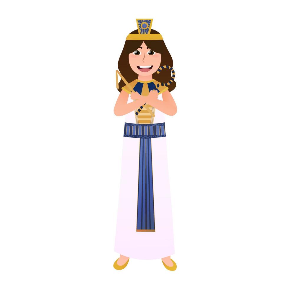 jong meisje vervelend Cleopatra kostuum voor carnaval, oude Egyptische karakter, traditioneel cultureel kleding vector