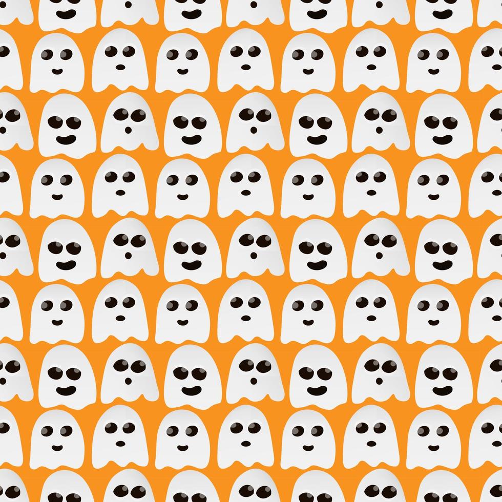 schattig geest patroon Aan de oranje achtergrond voor textiel, afdrukken, kinderachtig halloween vector illustratie