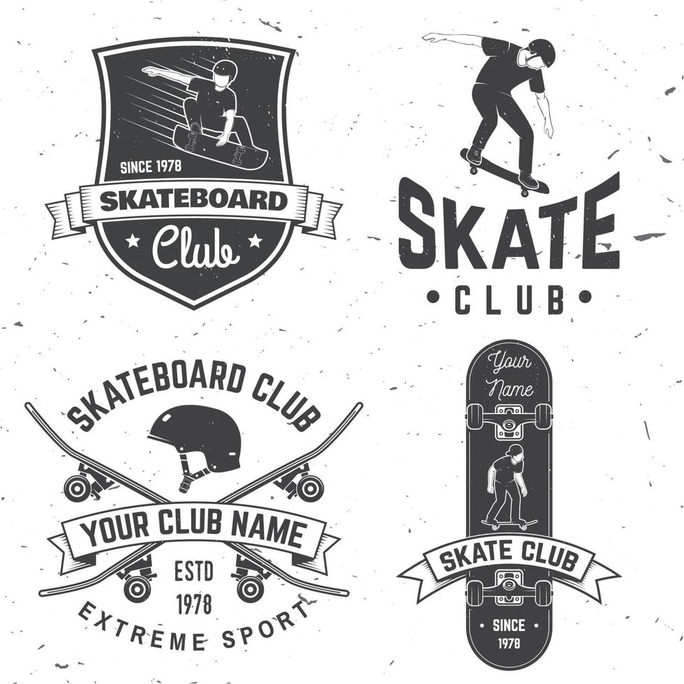 skateboard club-badge. vectorillustratie. vector