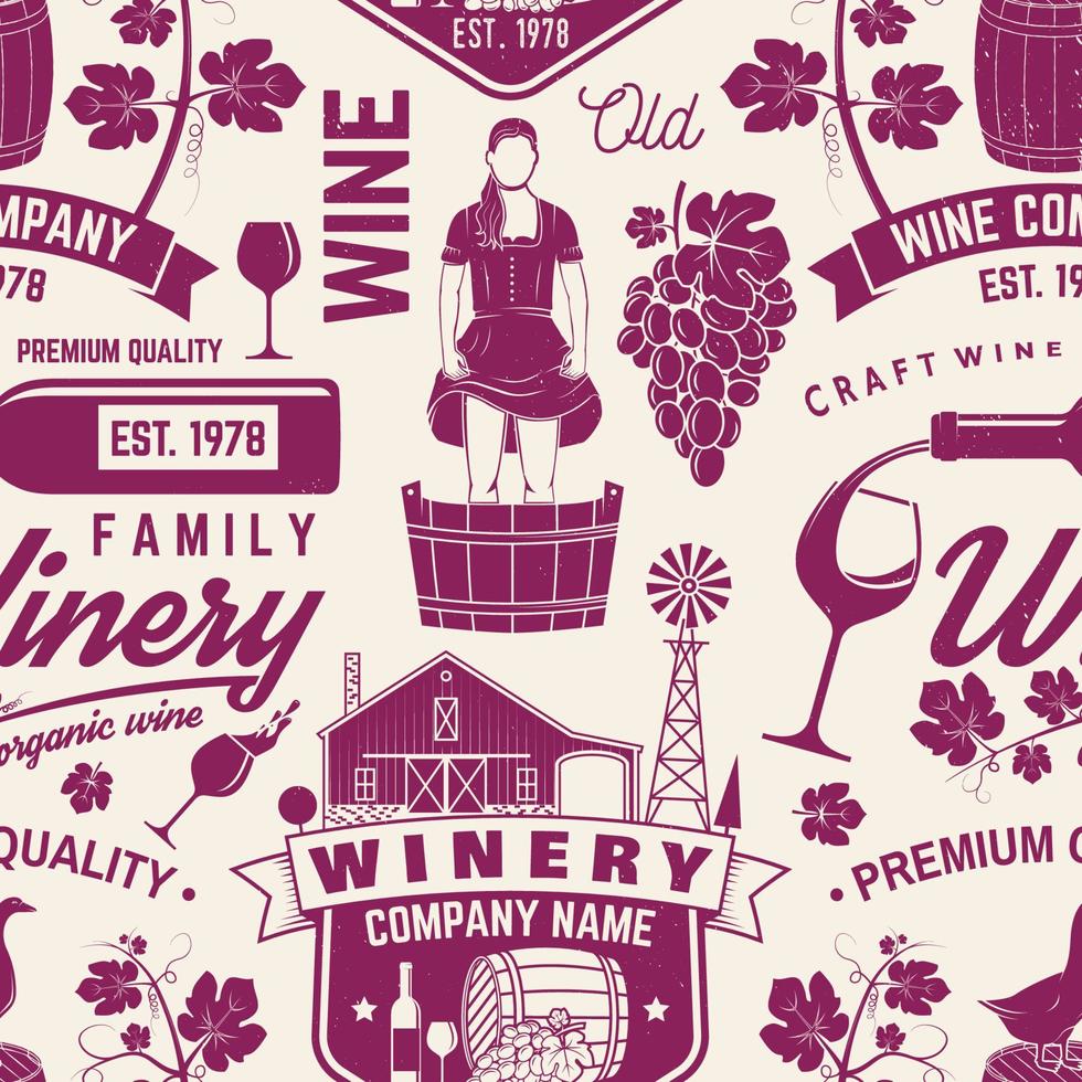 wijnmakerij naadloos patroon of achtergrond. vector illustratie.