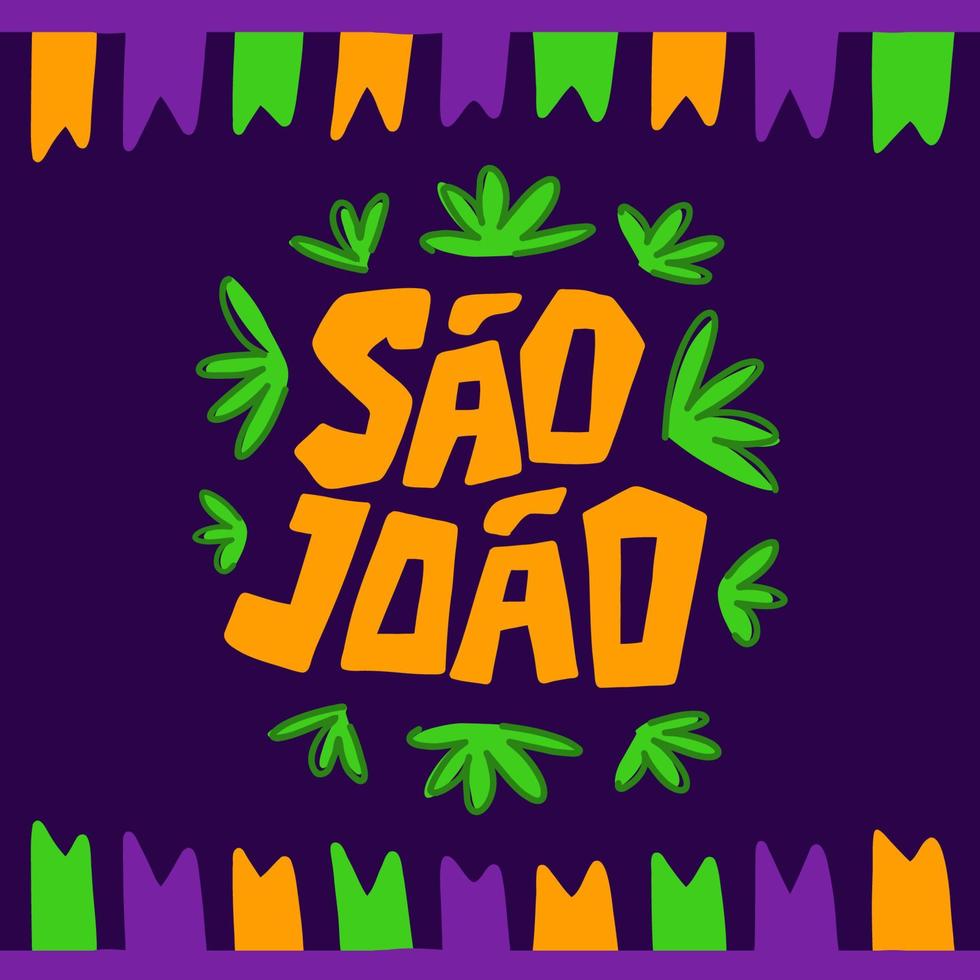 sao joao schoonschrift hand- belettering verstand vlaggen guirlande. Brazilië juni festival vector