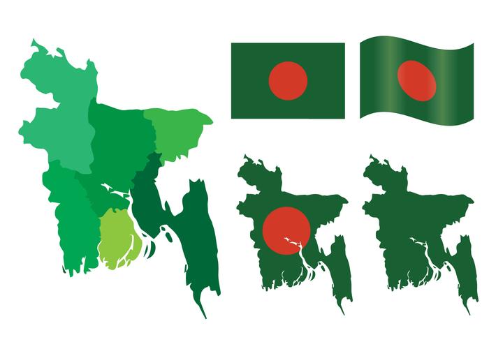 Bangladesh Kaart en Vlag Vector Set