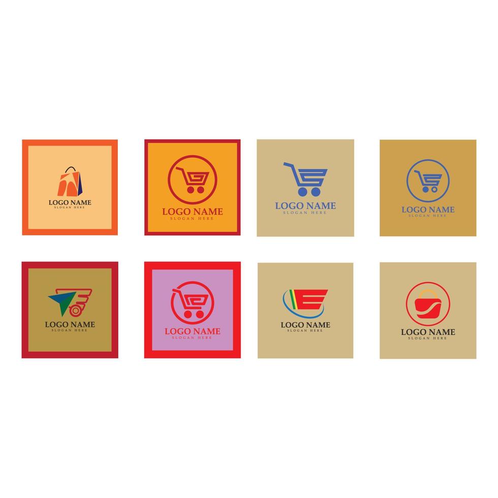 e-commerce logo en online winkel logo-ontwerp met modern concept vector