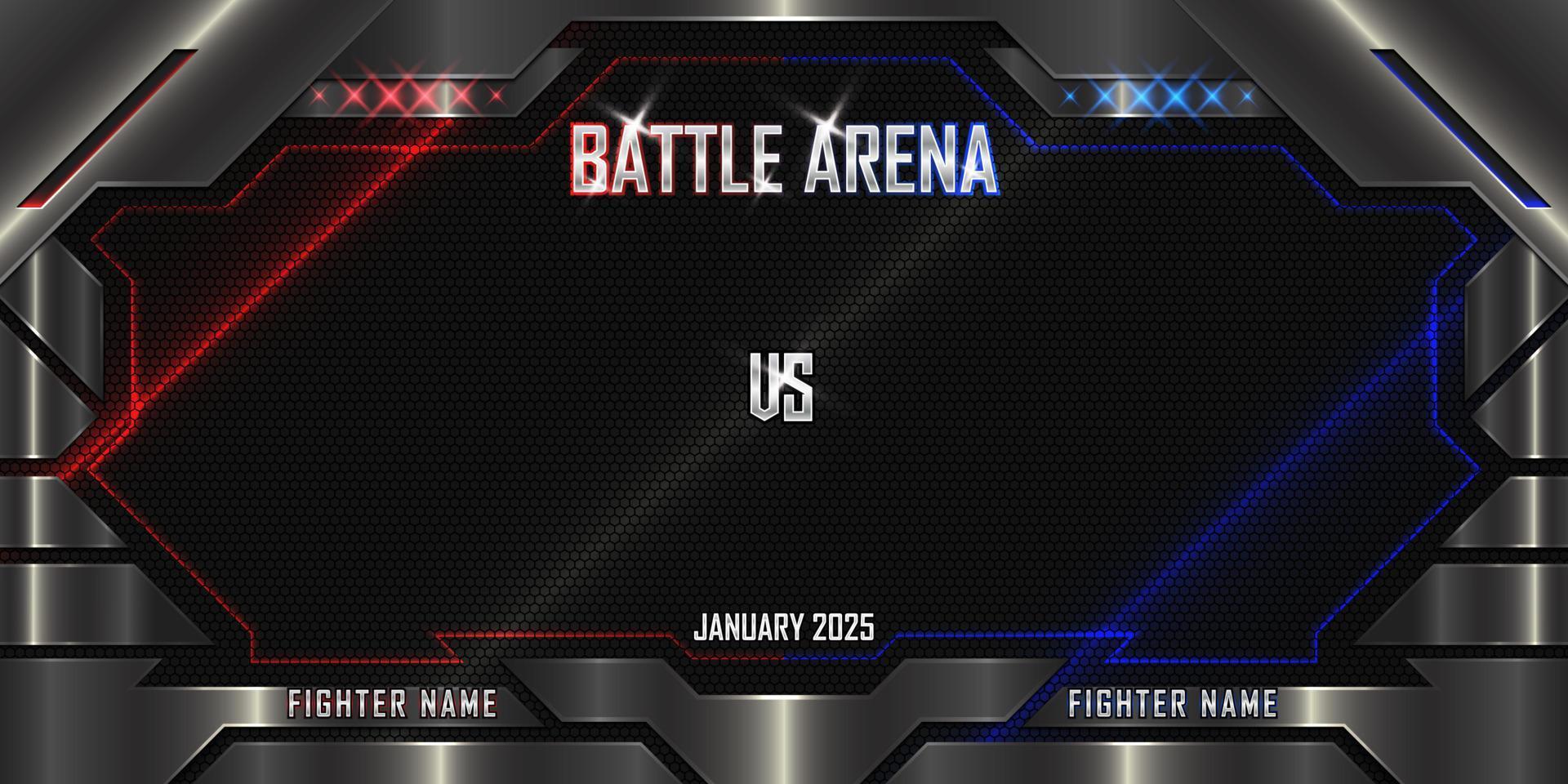 realistisch strijd arena sport- 3d poster met modern metalen logo vector