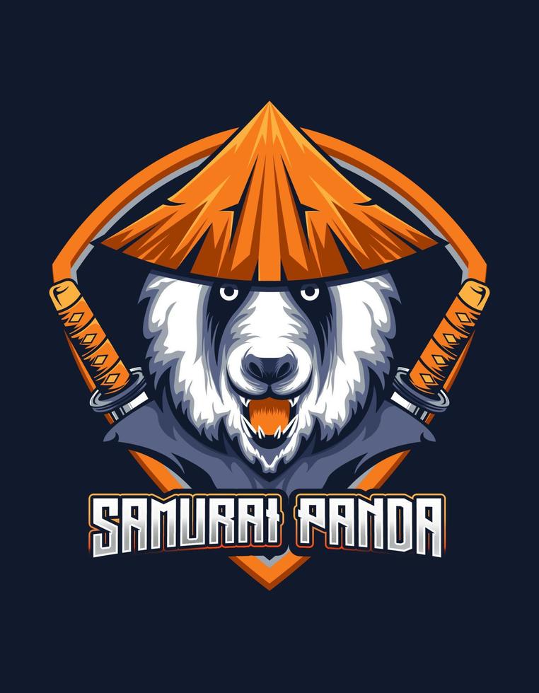 panda samurai mascotte e-sport gaming logo vector ontwerp