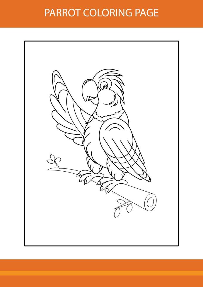 schattig papegaai kleur boek. lijn kunst ontwerp voor kinderen afdrukbare kleur bladzijde. vector