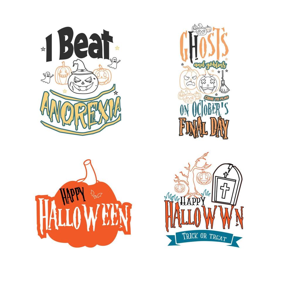 halloween belettering typografie set. gelukkig halloween typografie ontwerp. vector