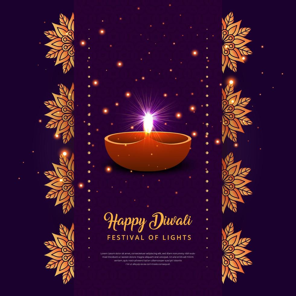 gelukkig diwali festival van lichten vakantie ontwerp vector met schitteren licht effect