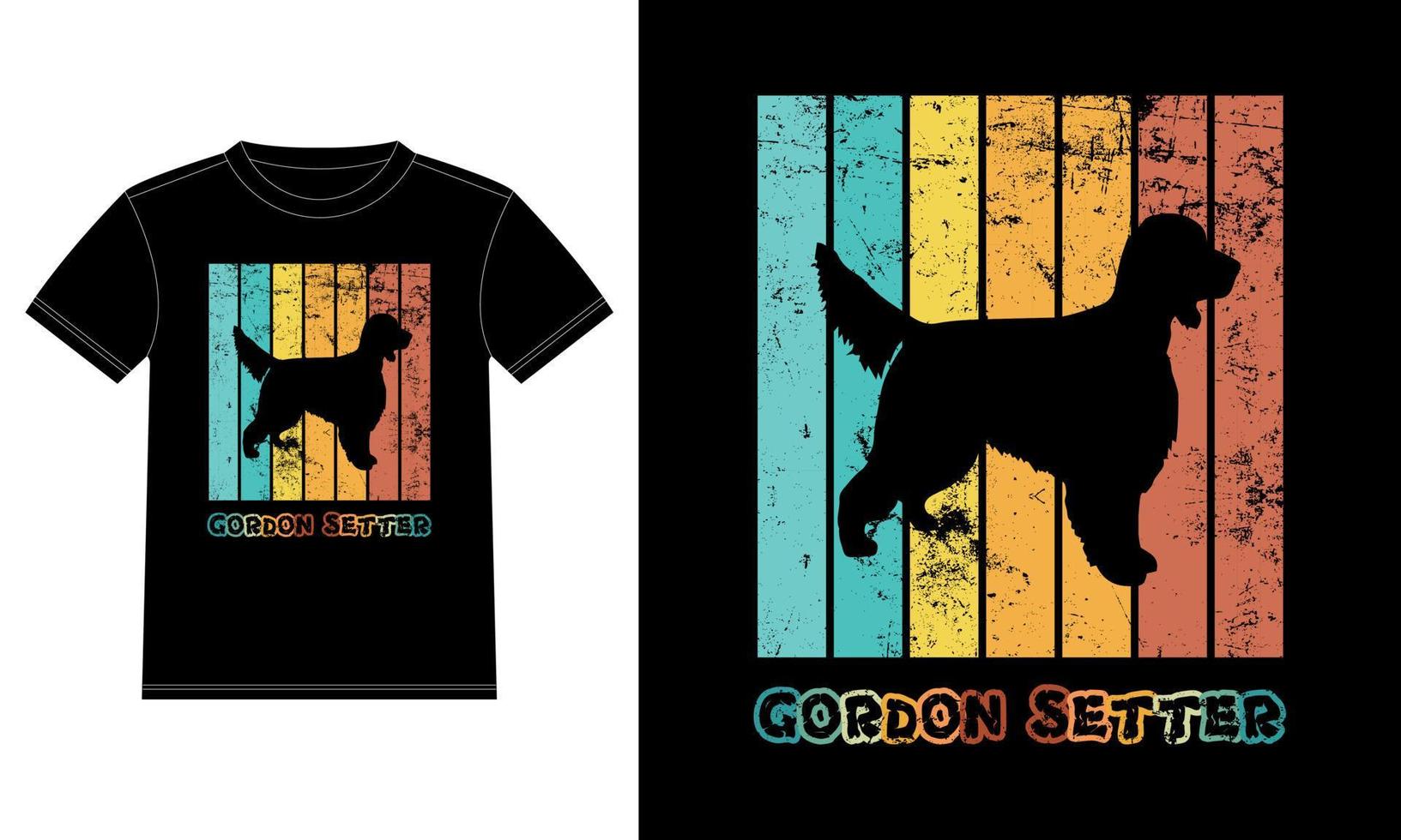 grappig gordon setter retro wijnoogst zonsondergang t-shirt ontwerp sjabloon, gordon setter bord, auto venster sticker, peul, omslag, geïsoleerd wit achtergrond, silhouet geschenk voor gordon setter minnaar vector