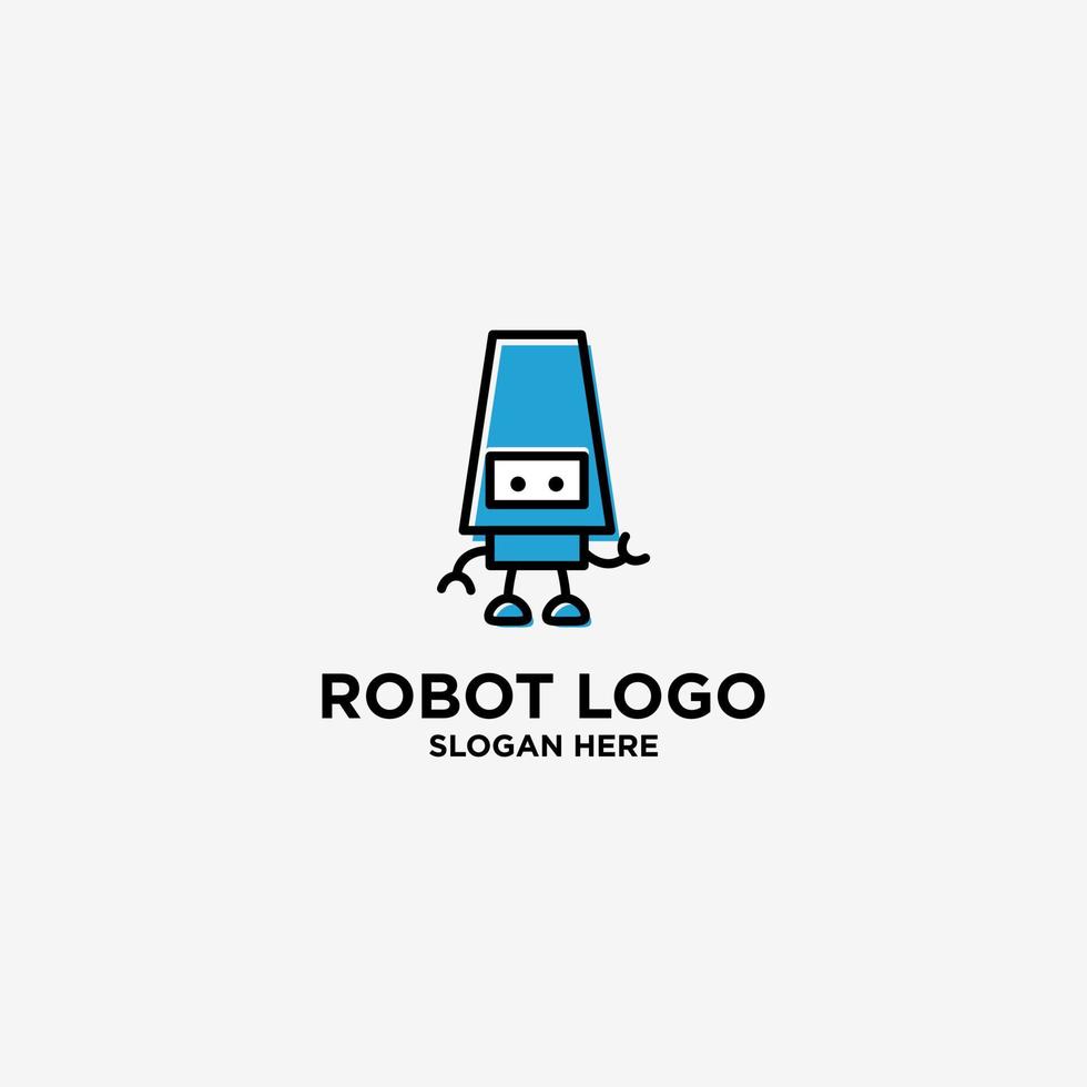 schattig robot gemakkelijk karakter logo ontwerp vector