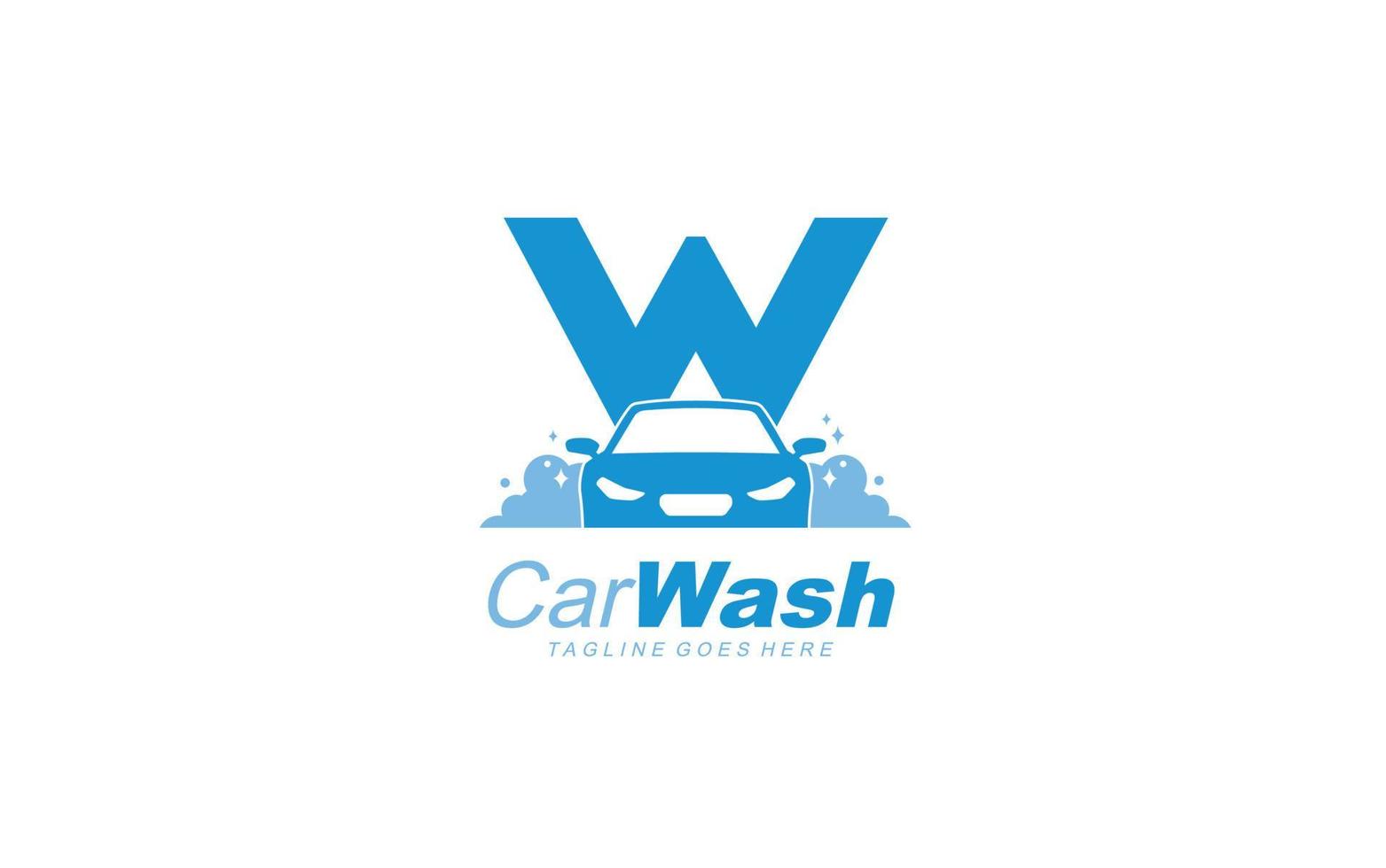 w logo carwash voor identiteit. auto sjabloon vector illustratie voor uw merk.