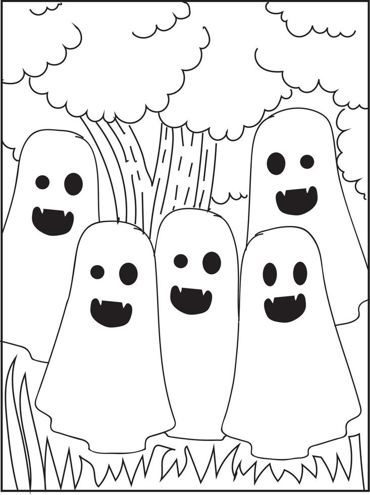 kleur bladzijde. zwart en wit vector illustratie met gelukkig pompoen in heks hoed. halloween spookachtig huisje kleur bladzijde voor kinderen.