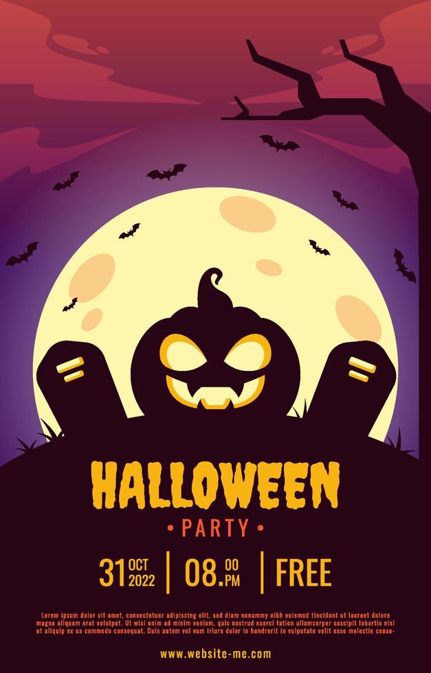 halloween nacht partij sjabloon ontwerp in vlak stijl illustratie vector