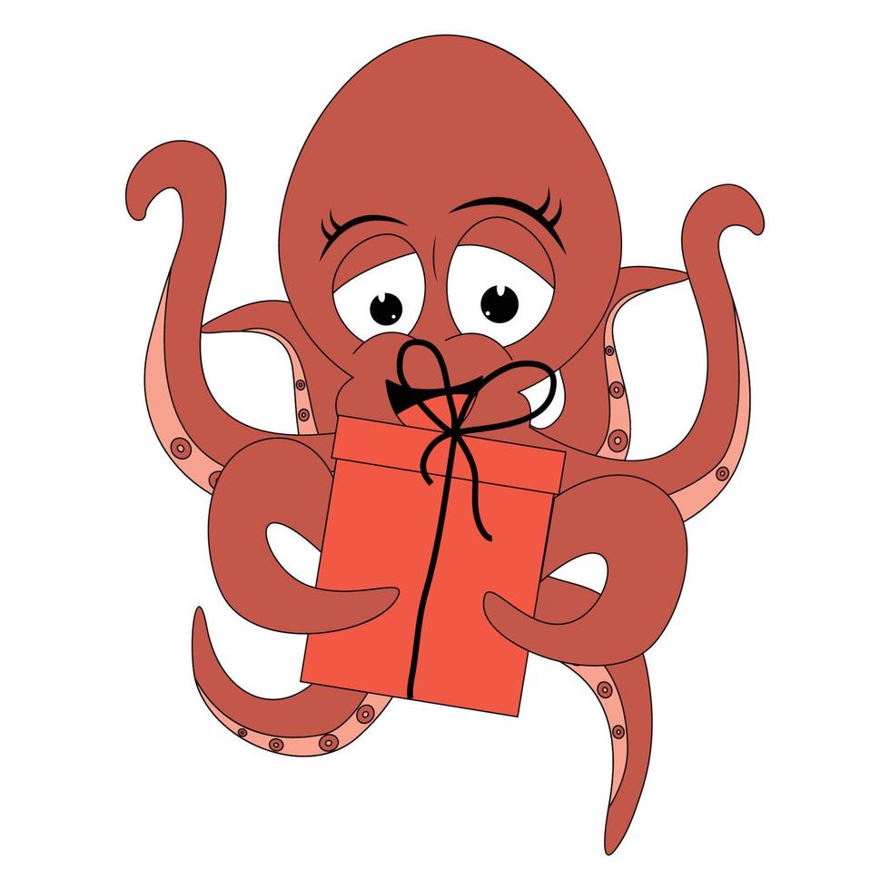 schattige octopus dieren cartoon afbeelding vector