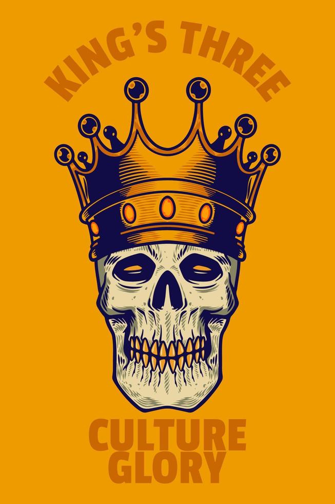 schedel hoofd slijtage kroon kaart poster vector illustratie