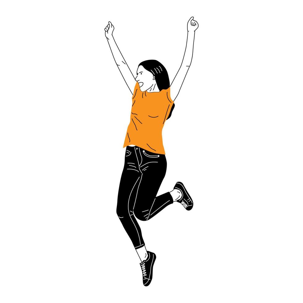 illustratie van meisje jumping gelukkig vector