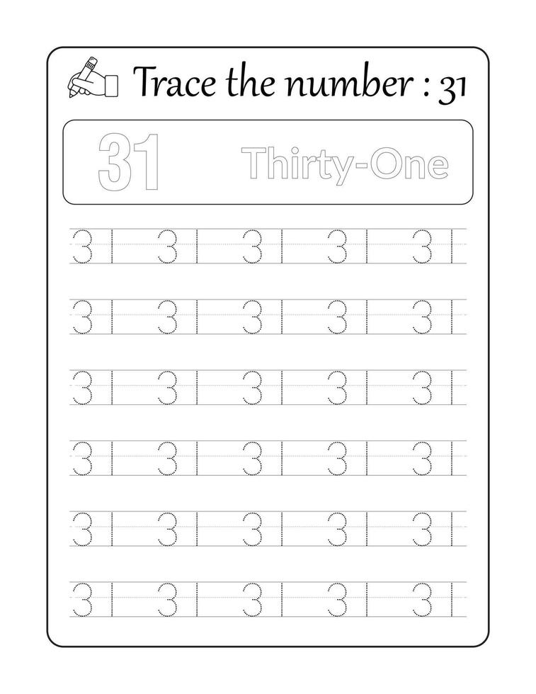 spoor de aantal 31. aantal traceren voor kinderen vector