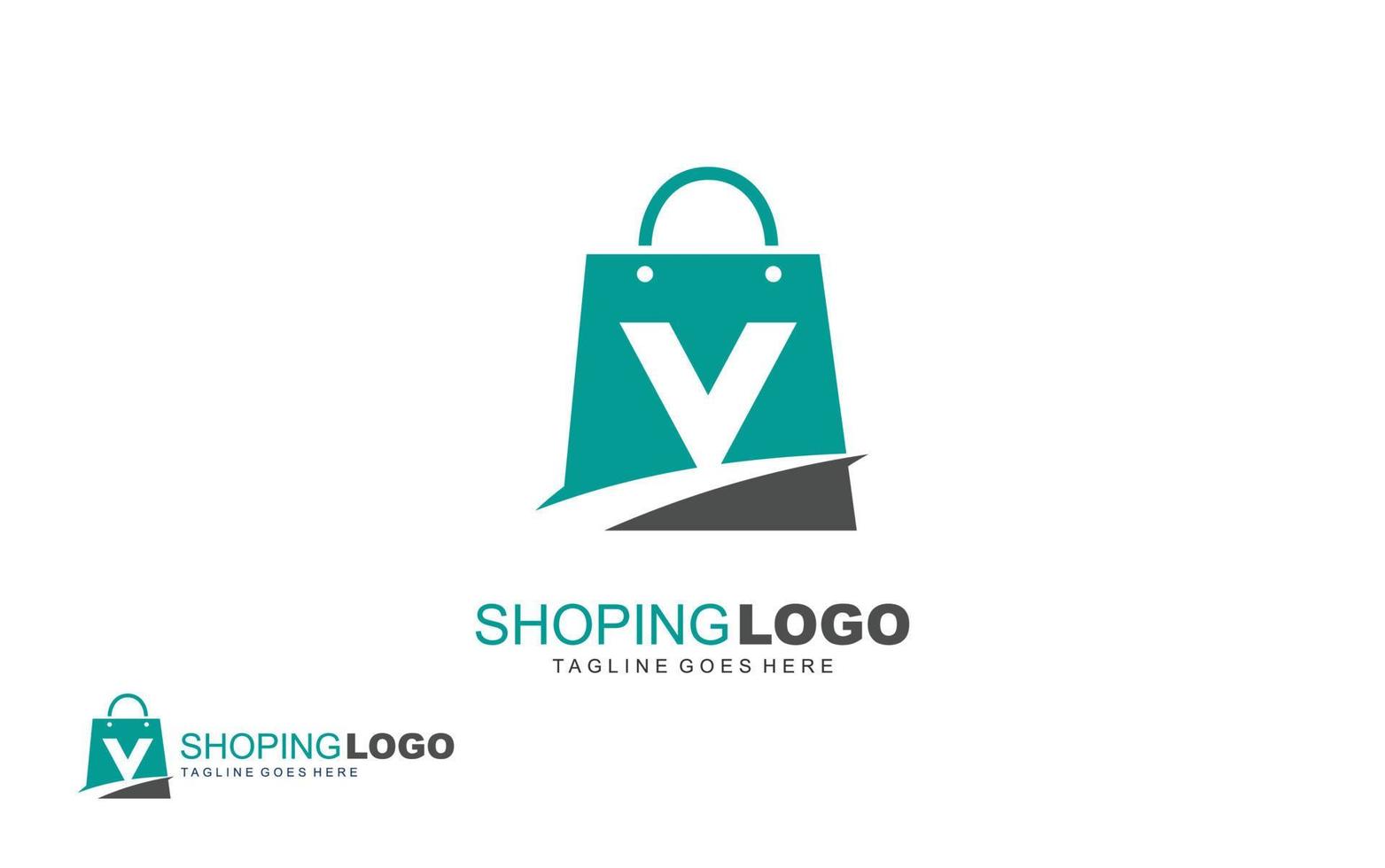 v logo online winkel voor branding bedrijf. zak sjabloon vector illustratie voor uw merk.