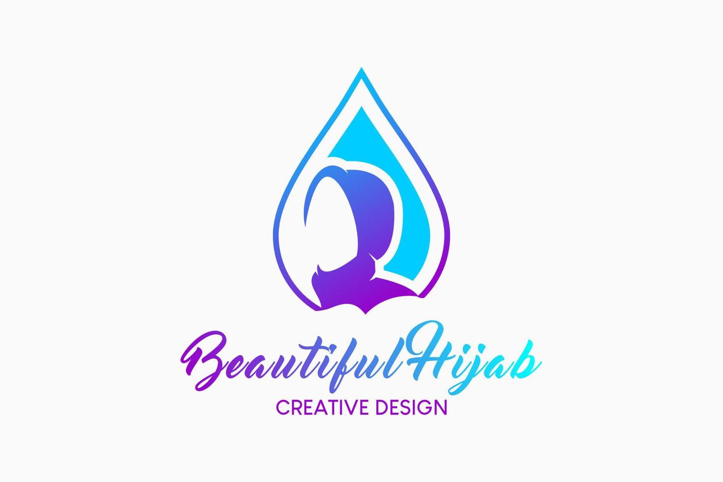 schoonheid logo ontwerp voor hijabi Dames, hijab silhouet gecombineerd met water druppels in een creatief concept. vector
