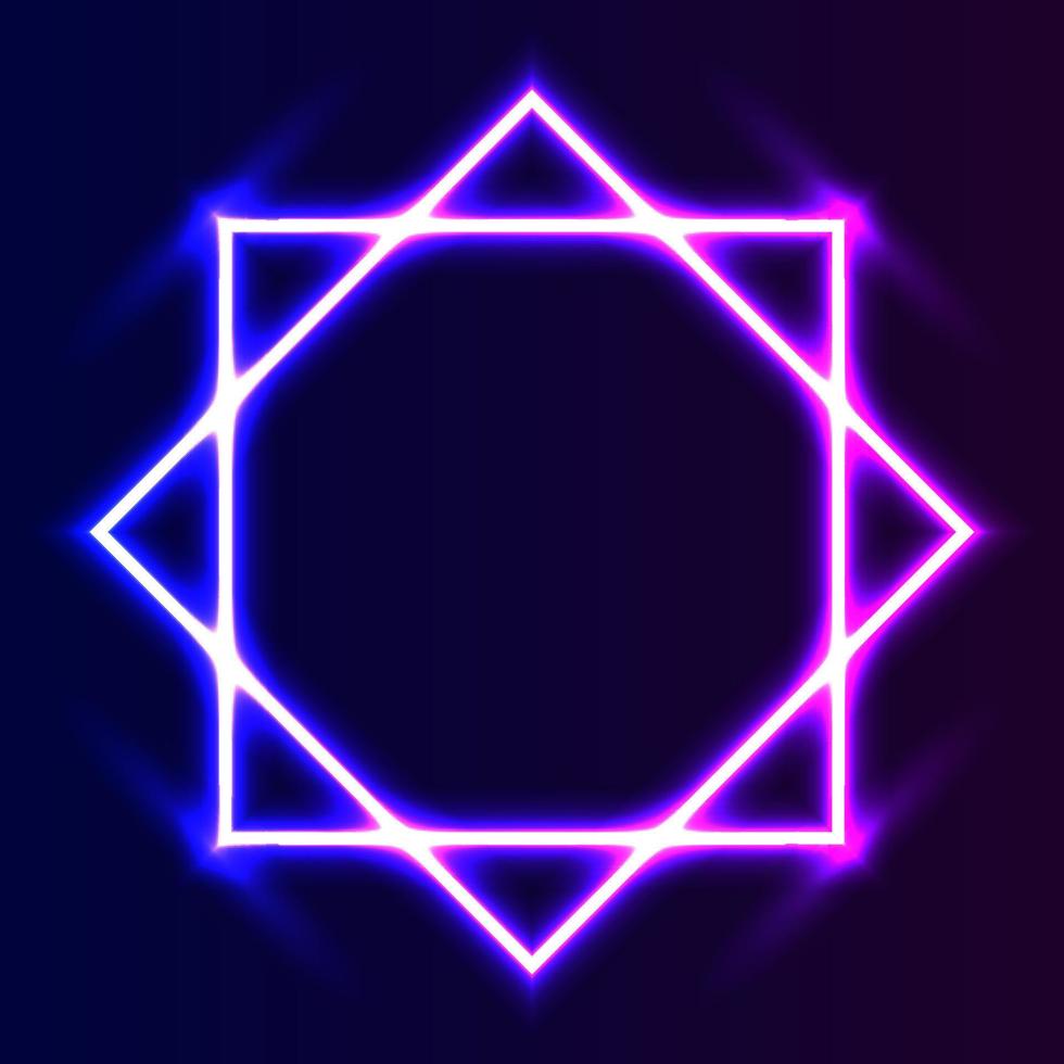 futuristische neon kader grens. Purper neon gloeiend achtergrond vector