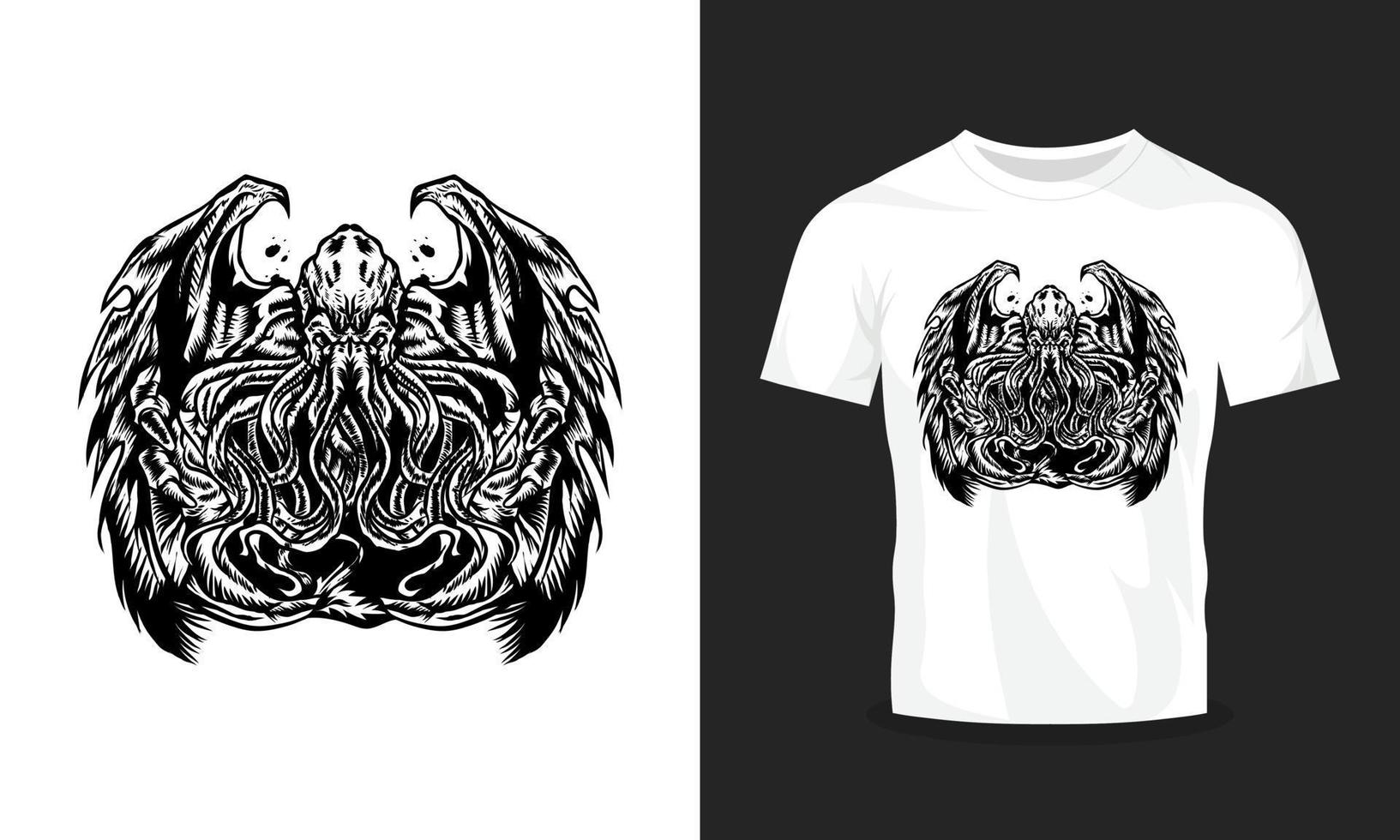 vliegend Octopus t-shirt illustratie vector