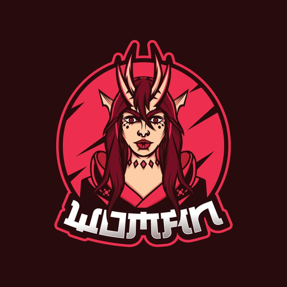 vrouw esport en mascotte logo vector