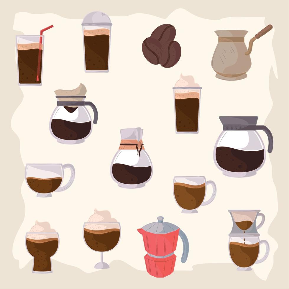 reeks heerlijk koffie cups vector