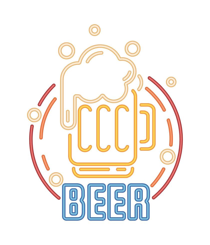 bier glas neon vector