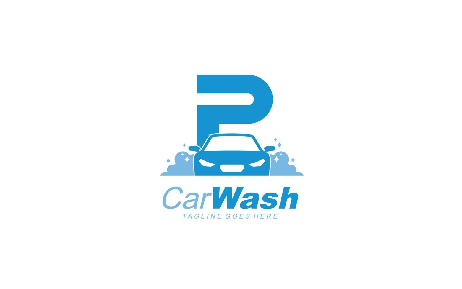 p logo carwash voor identiteit. auto sjabloon vector illustratie voor uw merk.