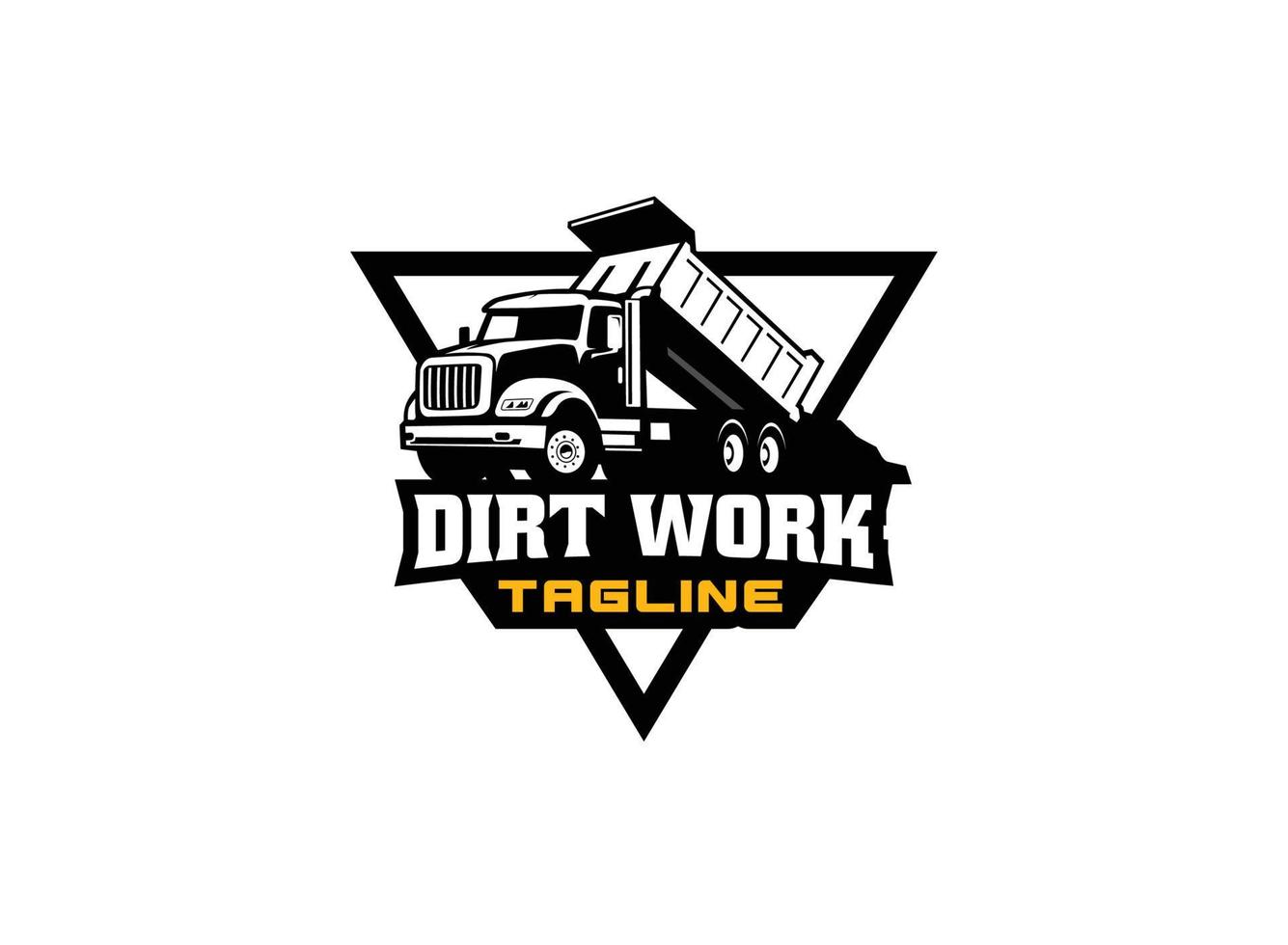 dump truck logo vector voor bouwbedrijf. zwaar materieel sjabloon vectorillustratie voor uw merk.