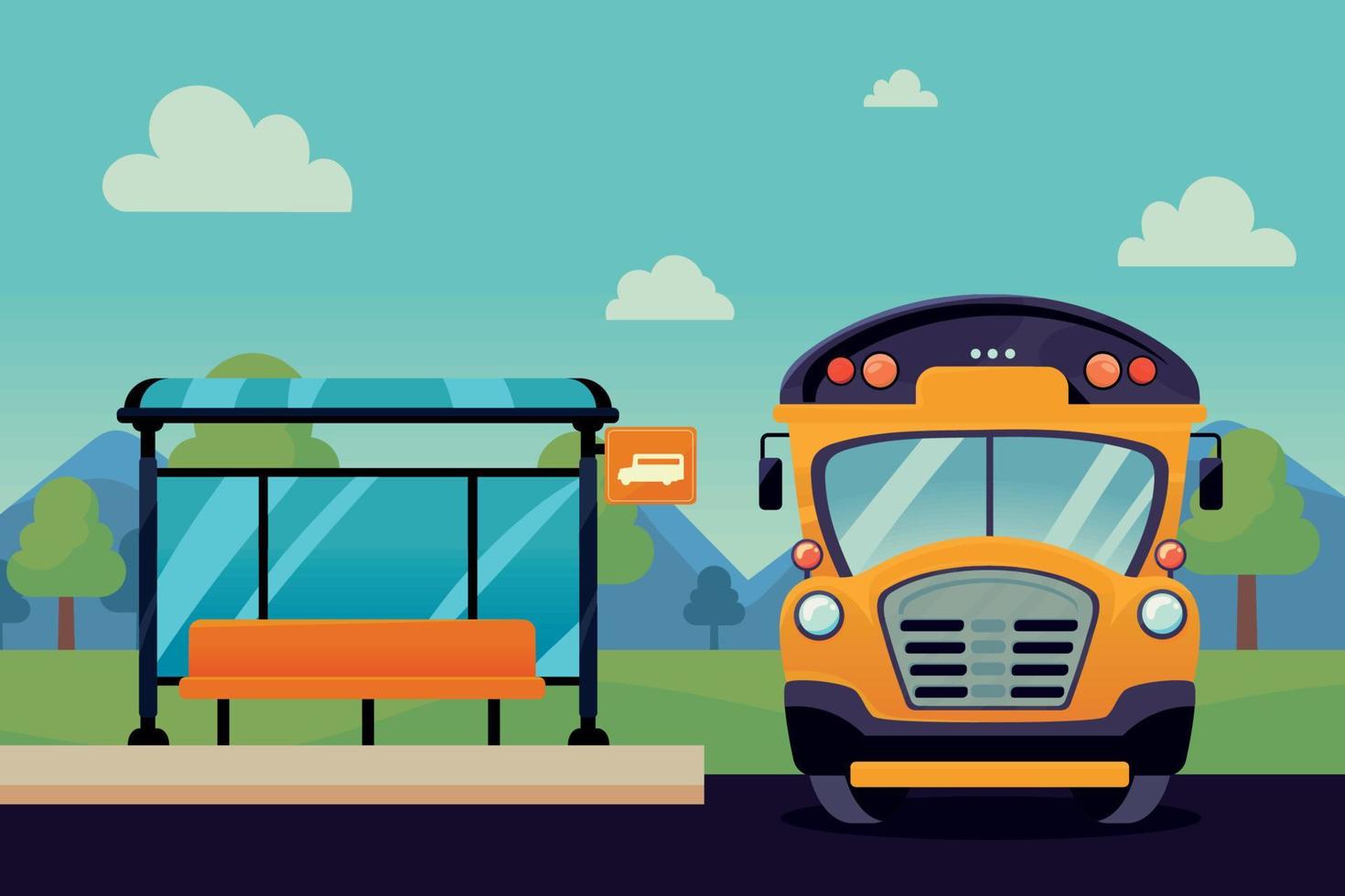 school- bus en bus top vector