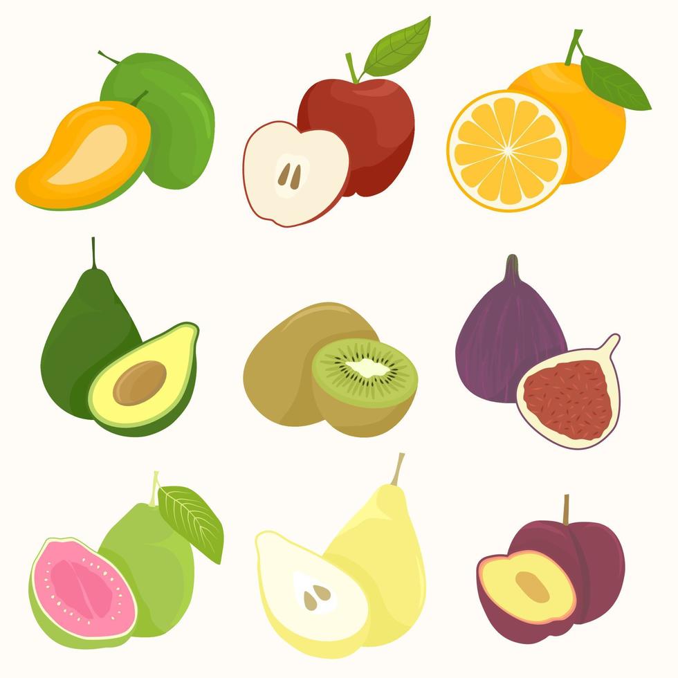 vers fruit vlak vector ontwerp verzameling