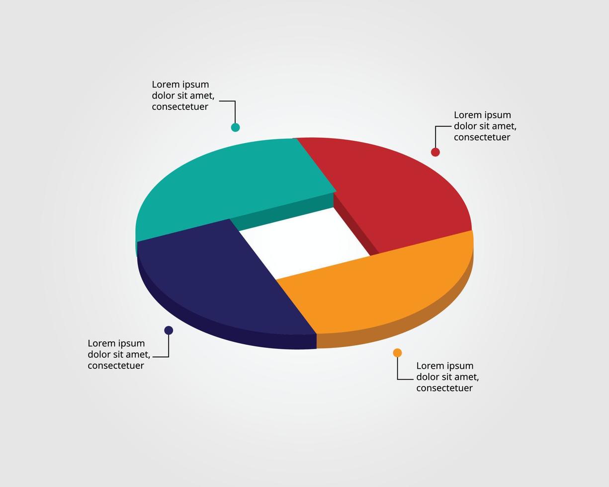 cirkeldiagramsjabloon voor infographic voor presentatie voor 4 elementen vector