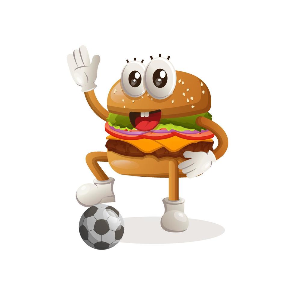 schattig hamburger mascotte ontwerp Speel Amerikaans voetbal, voetbal bal vector