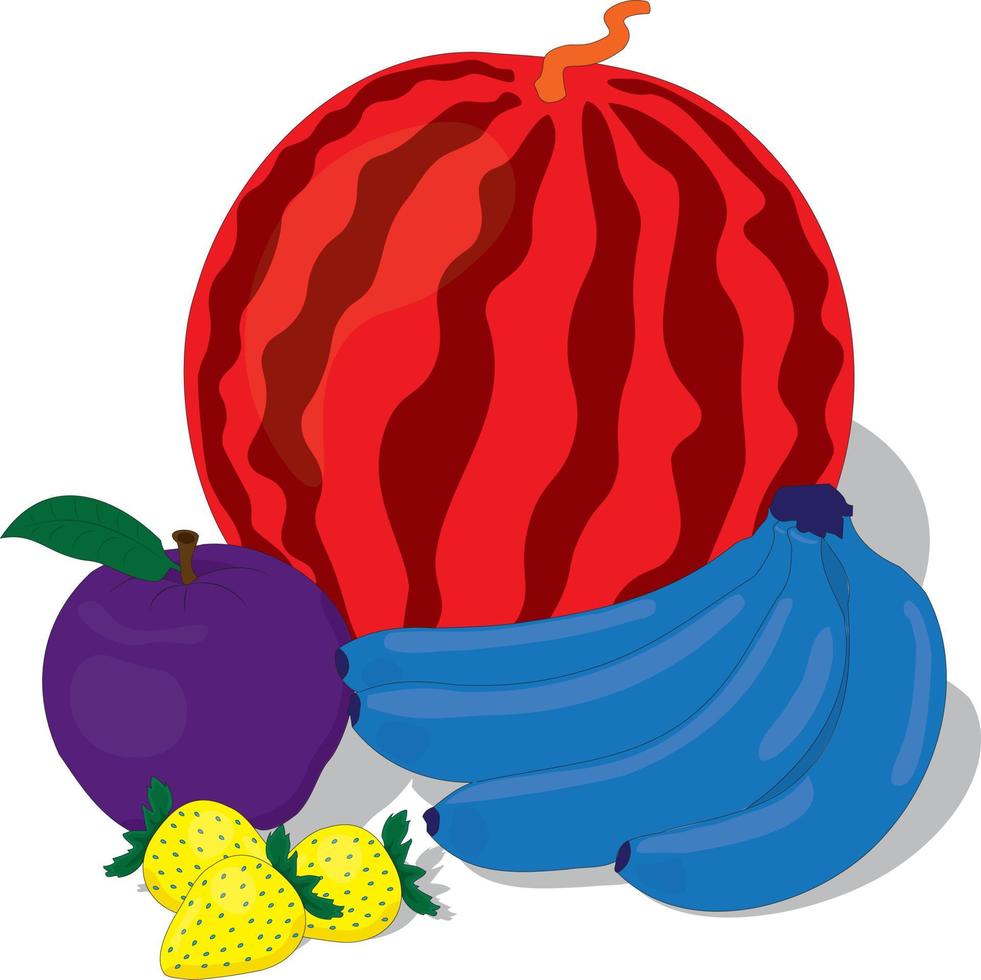 gek kleur fruit nog steeds leven kunst vector illustratie