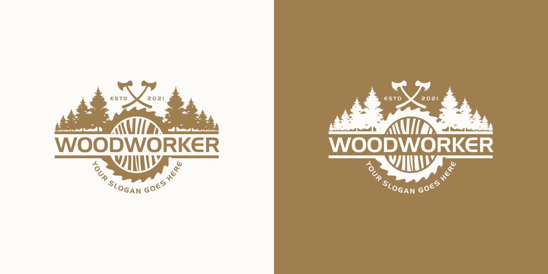 vintage houtbewerker logo inspiratie. vector