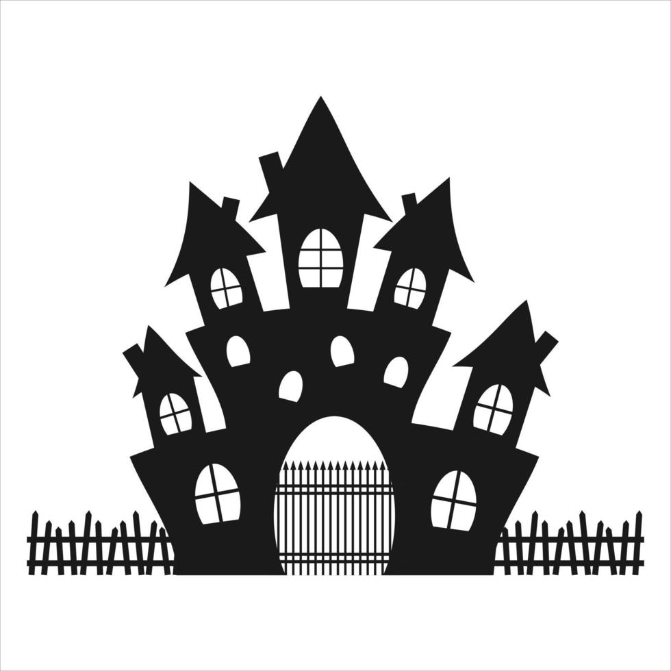 halloween griezelig huis silhouet. vector illustratie.