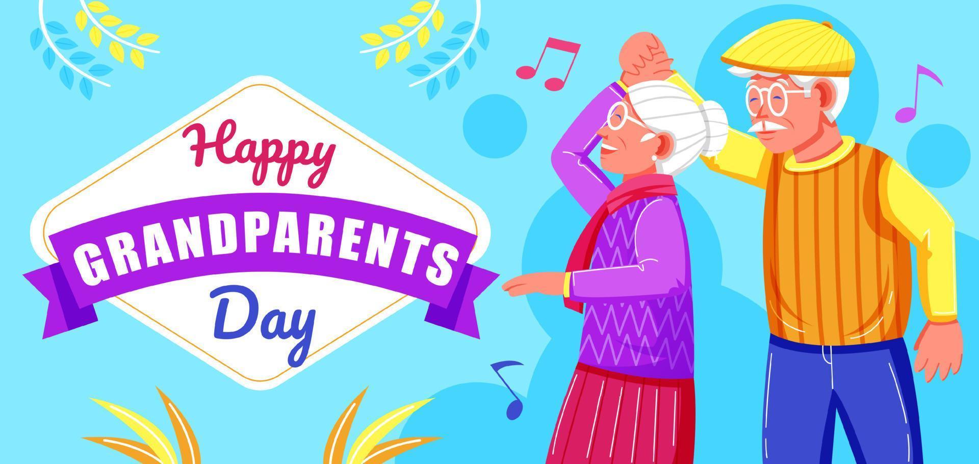 gelukkig grootouders dag, opa en grootmoeder dansen. perfect voor evenementen vector