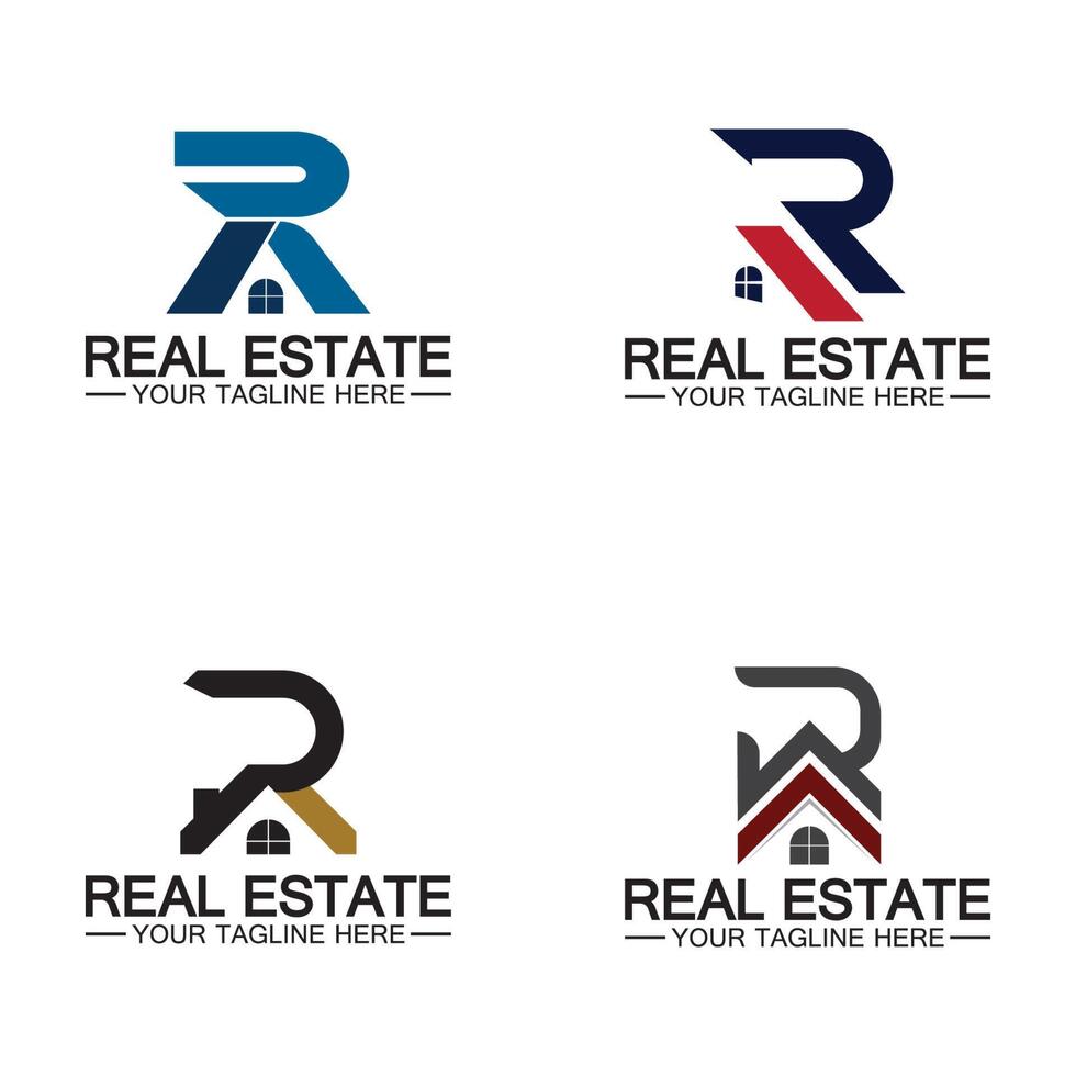 eerste letter r onroerend goed en huis logo ontwerp vectorillustratie vector