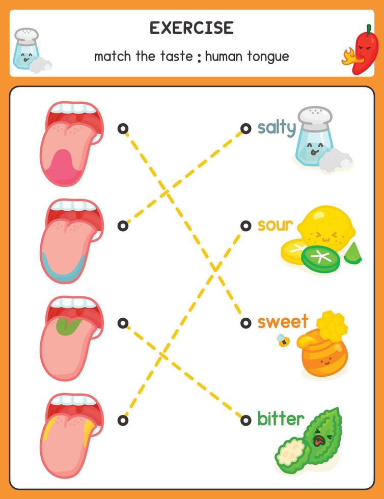 trek een lijn bij elkaar passen de woorden en afbeelding over menselijk tong opdrachten vel kawaii tekening vector tekenfilm