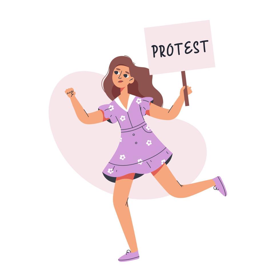 vrouwen protest pro-keus activisten. protest concept . vlak vector illustratie geïsoleerd Aan wit achtergrond