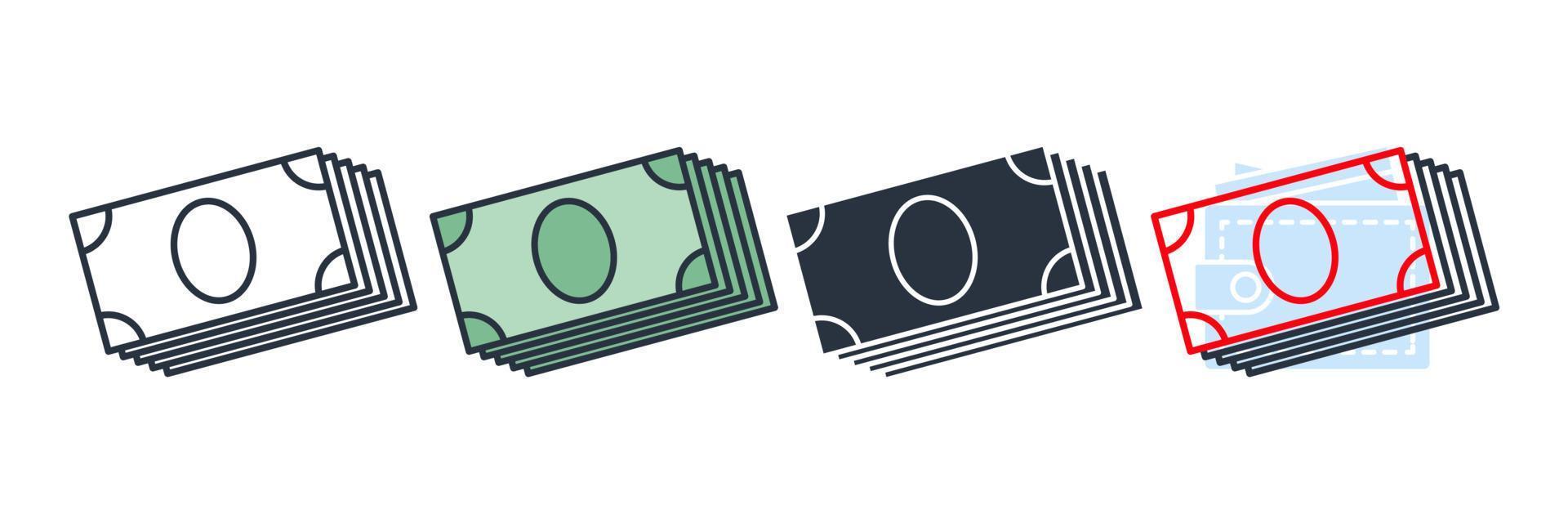 geld icoon logo vector illustratie. geld contant geld symbool sjabloon voor grafisch en web ontwerp verzameling