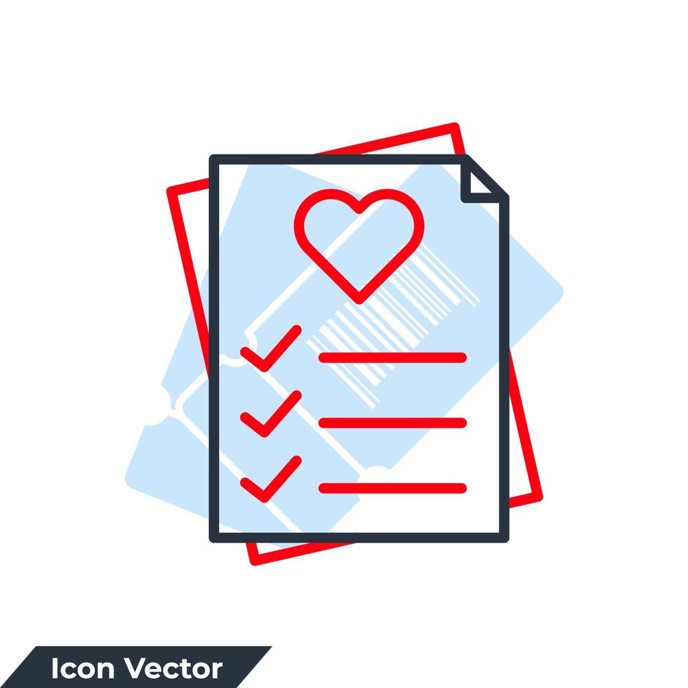 wens lijst icoon logo vector illustratie. Leuk vinden document symbool sjabloon voor grafisch en web ontwerp verzameling