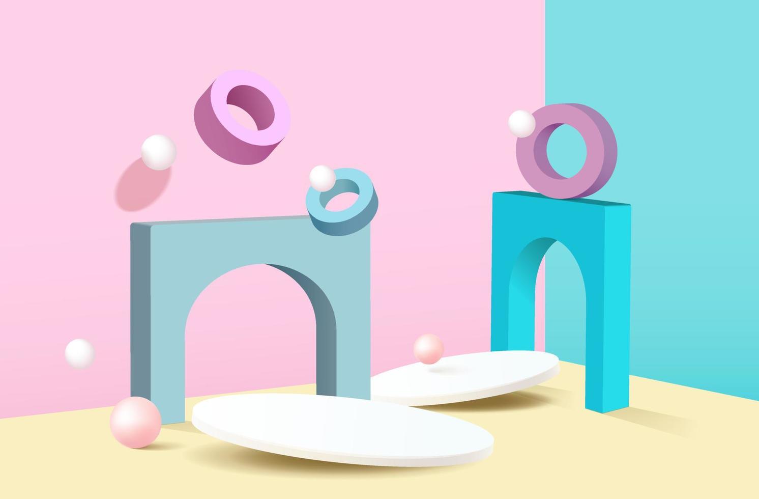 rond podium voor productpresentatie in 3D-creatieve compositie. vector