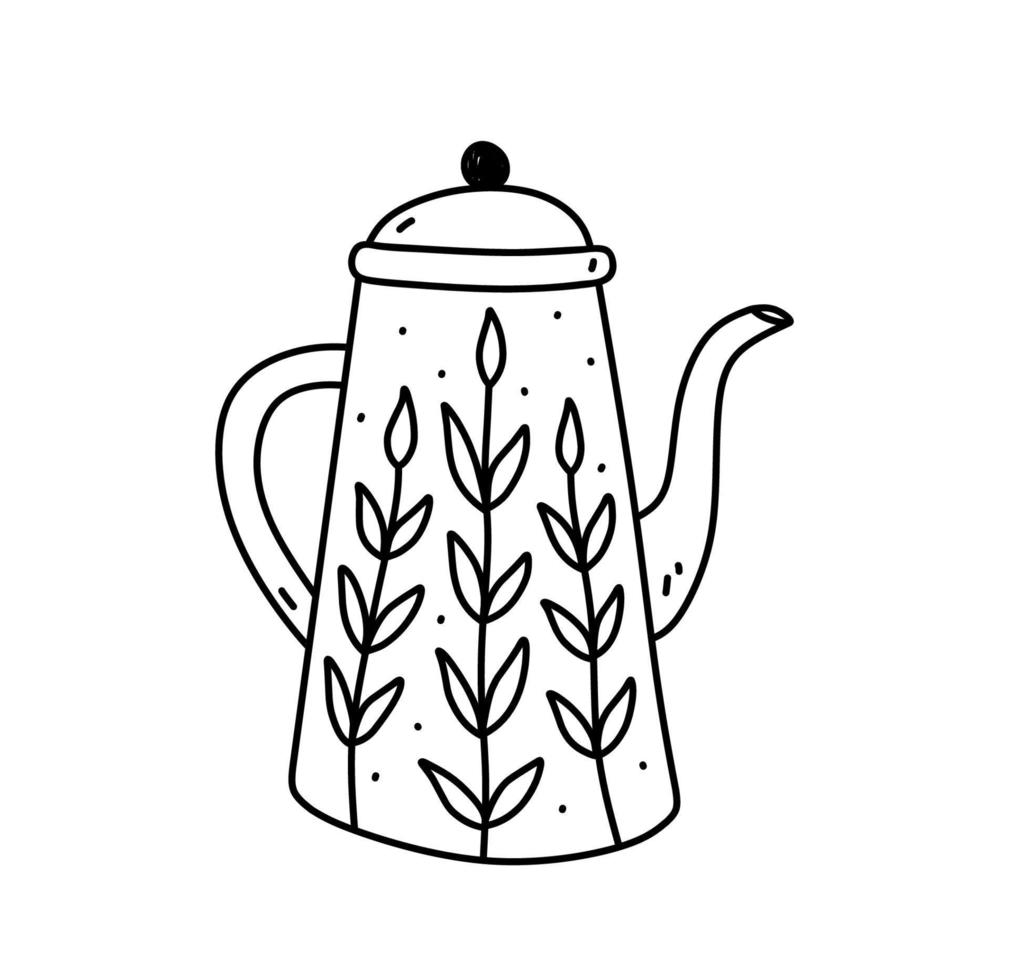 schattig theepot geïsoleerd Aan wit achtergrond. vector hand getekend illustratie in tekening stijl. perfect voor kaarten, menu, logo, decoraties, divers ontwerpen.