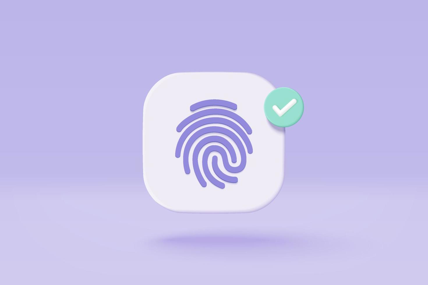 3d vingerafdruk cyber beveiligen icoon. digitaal veiligheid authenticatie concept. vinger scannen voor machtiging, identiteit. 3d vingerafdruk scannen teken vector geven illustratie Aan Purper achtergrond