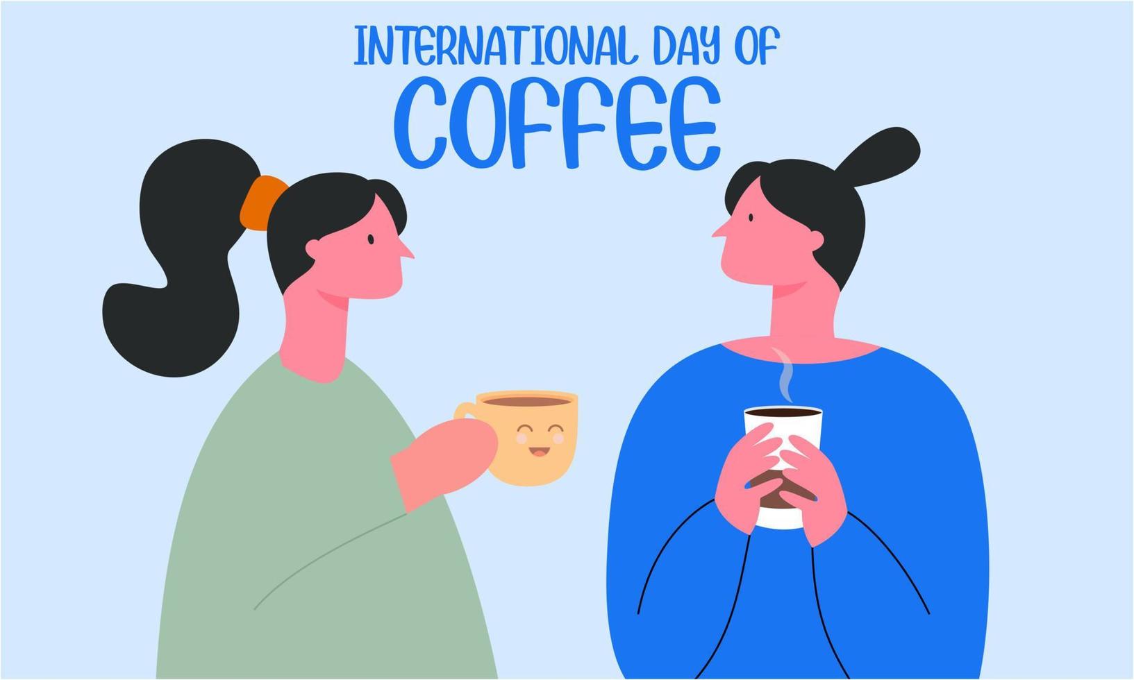 Internationale dag van koffie illustratie hand- getrokken vector