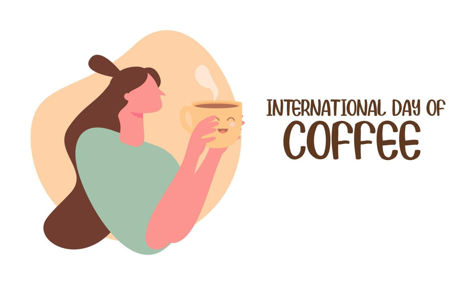 Internationale dag van koffie illustratie hand- getrokken vector