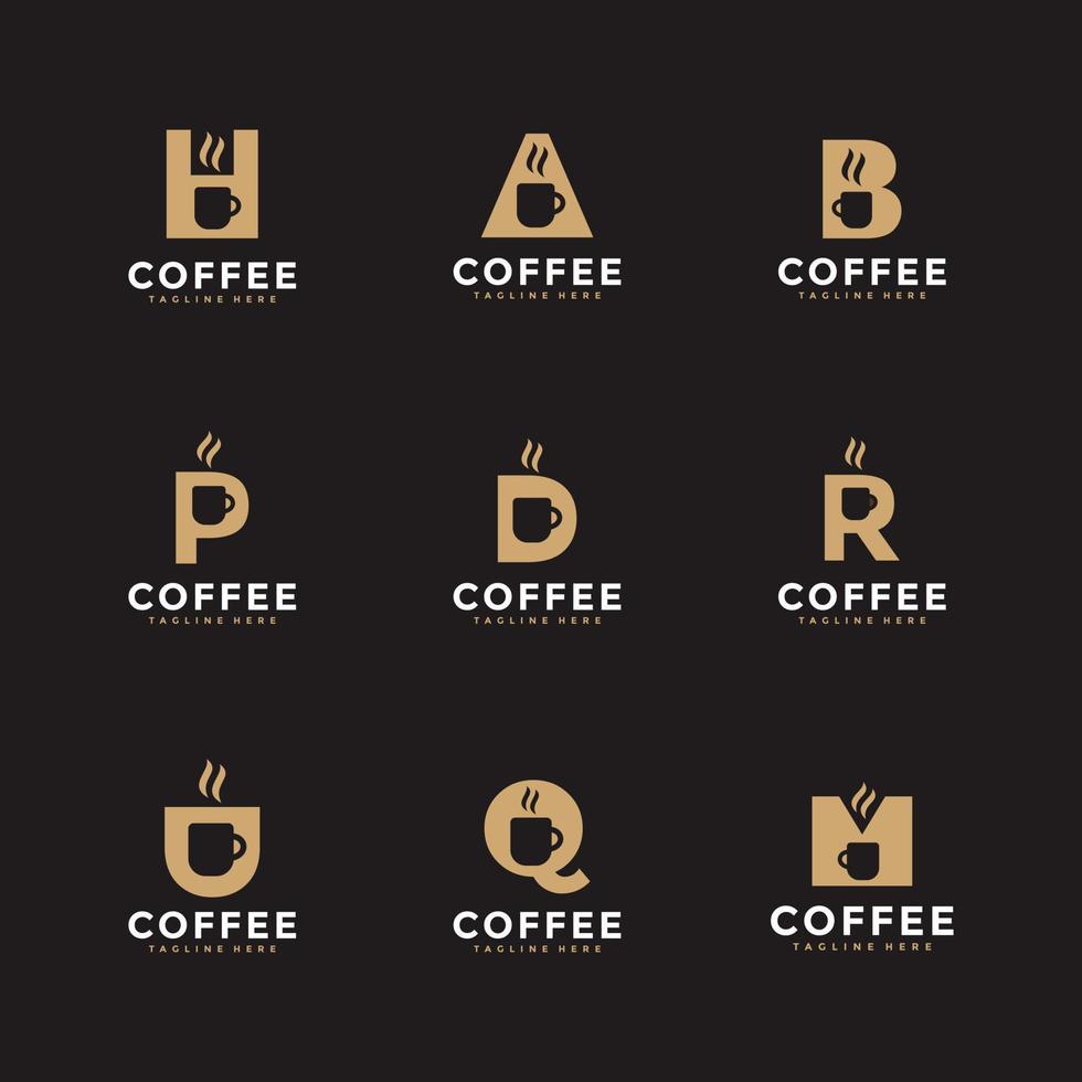 eerste brief koffie kop bundel logo vector
